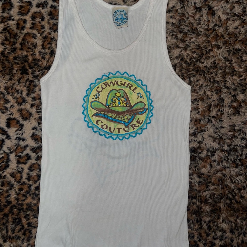 Cowgirl Couture White Tank Top
